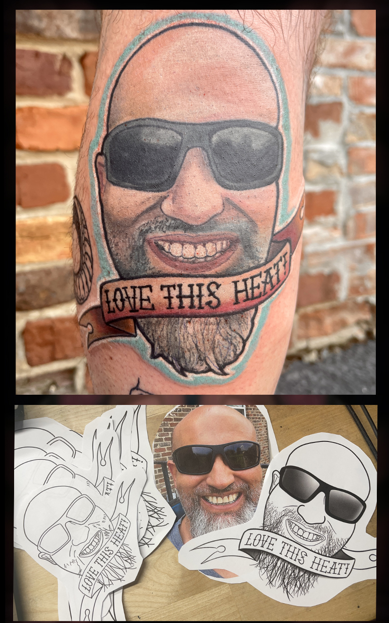 Jerry Bean portrait tattoo